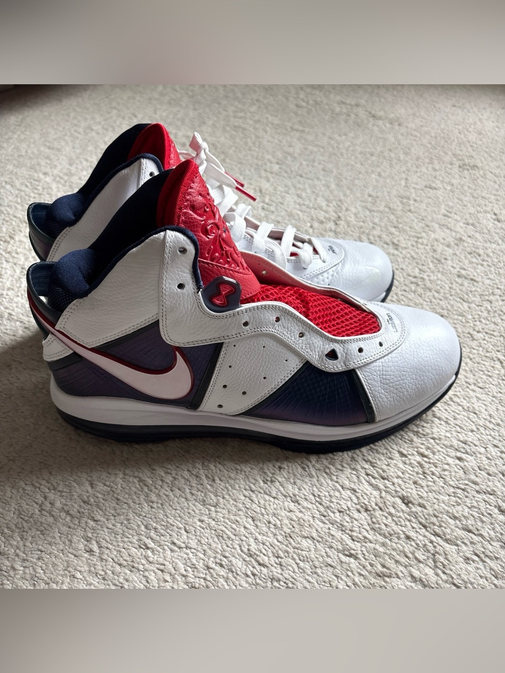 Nike LeBron 8 V/1 USA Veterans Day Men’s Basketball Shoes-White/Red/Navy No box